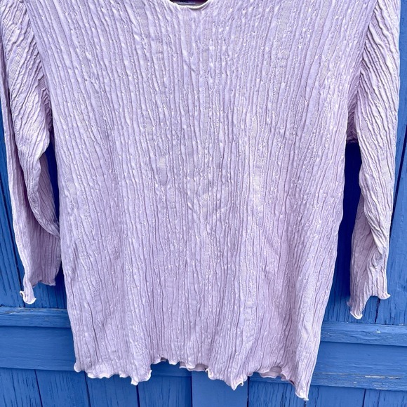 Haystack Light Pink Ruched‎ Textured Top Stretchy Women's Size Small V Neck - Picture 4 of 11